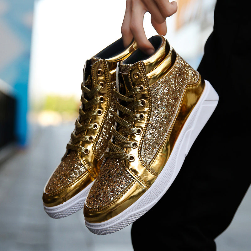 Spring and Autumn New Men Casual Shoes Non-slip Breathable Shoes Gold Sneaker H image 9