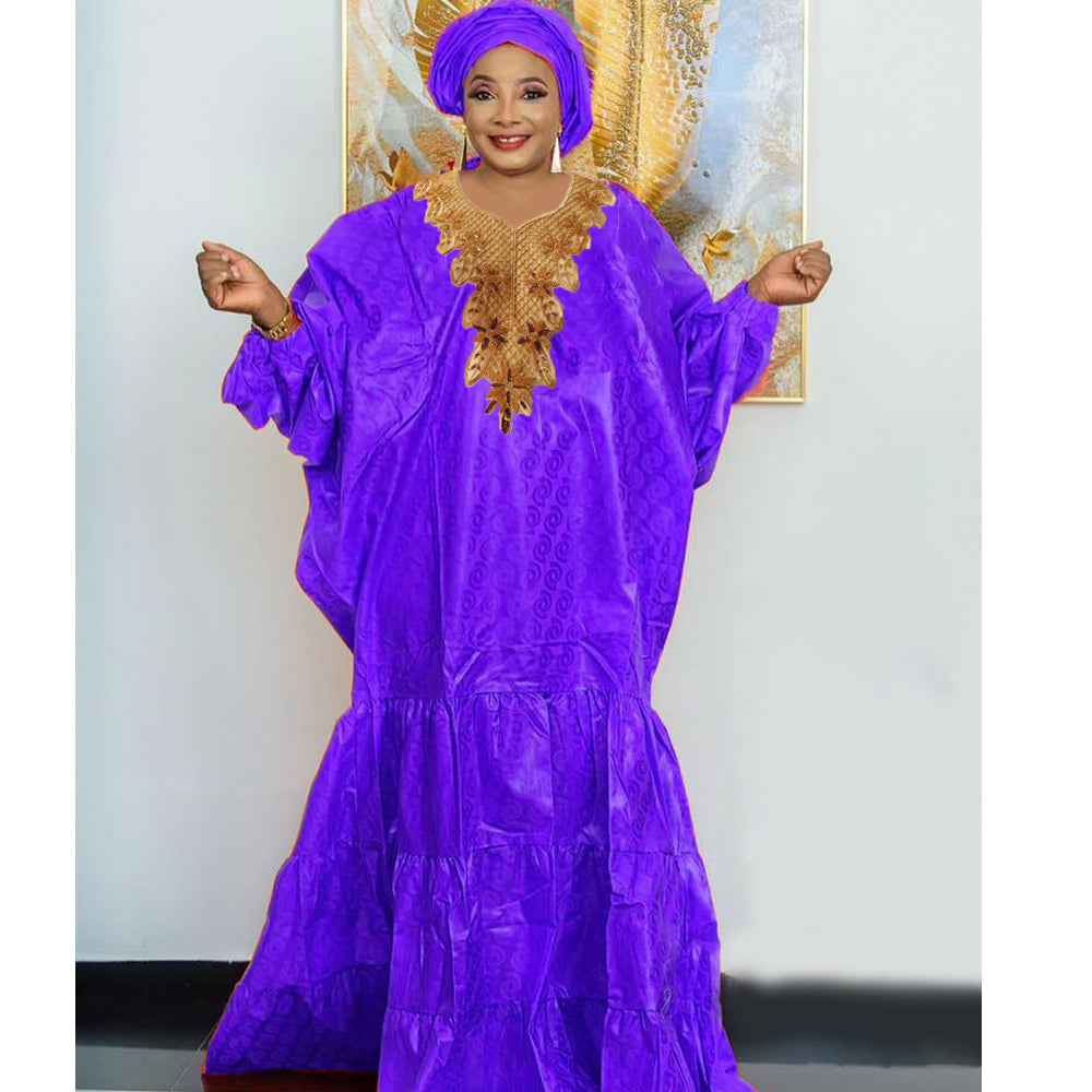 Gold African Bazin Rich Dress Original Nigerian Basin BouBou Dashiki For Ankara image 6