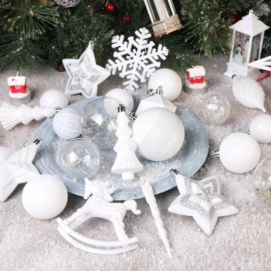 White Christmas 2024 100pcs Christmas Balls Ornaments Set Festoon New Year's Ev image 0