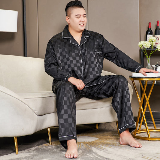 5XL Big Size Pajamas For Men 165KG Spring Summer Ice Silk Satin Cool Pajama Man image 0