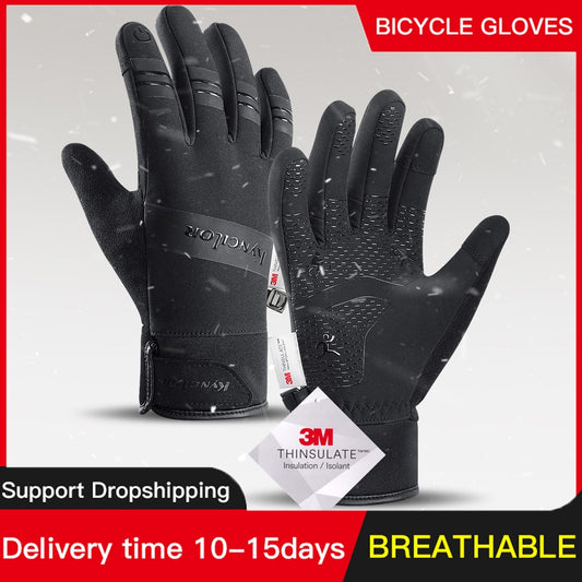 3M Gloves Black Waterproof Winter Warm Cycling Outdoor Sports Running Riding Mo image 0