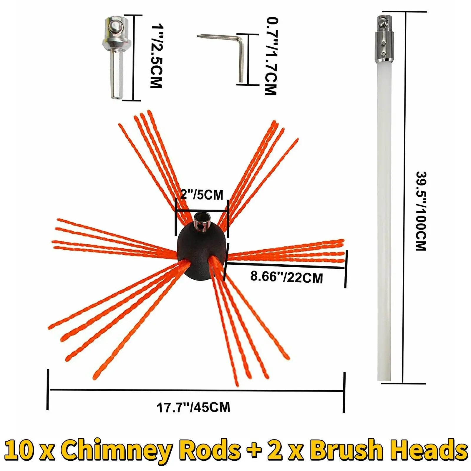 VEVOR Chimney Cleaner Sweep Kit Nylon Electrical Drill Drive Flexible Rod Rotar image 5