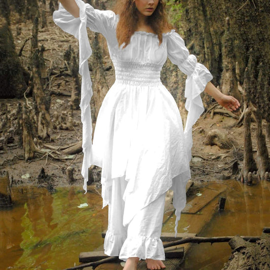 Vintage Victorian Medieval Dress White Renaissance Dress Women Gothic Cosplay H image 0