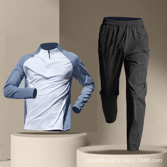 Half-zip Training Clothes Men's Quick-drying Long-sleeved Trousers Suit Sports image 0