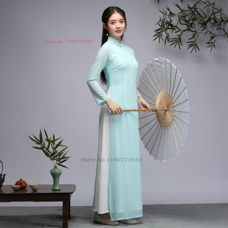 2024 chinese improved qipao dress vintage cheongsam vietnam ao dai dress elegan image 4