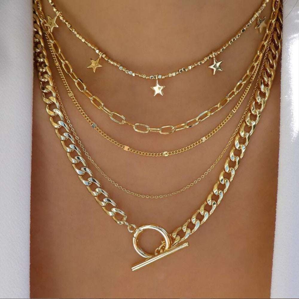 bls-miracle Bohemia Gold Color Multiple Styles Necklace For Women Trendy Multi- image 10