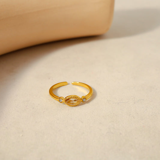 WILD & FREE Gold Plated Stainless Steel Zircon Crystal Rings for Women Simple T image 0