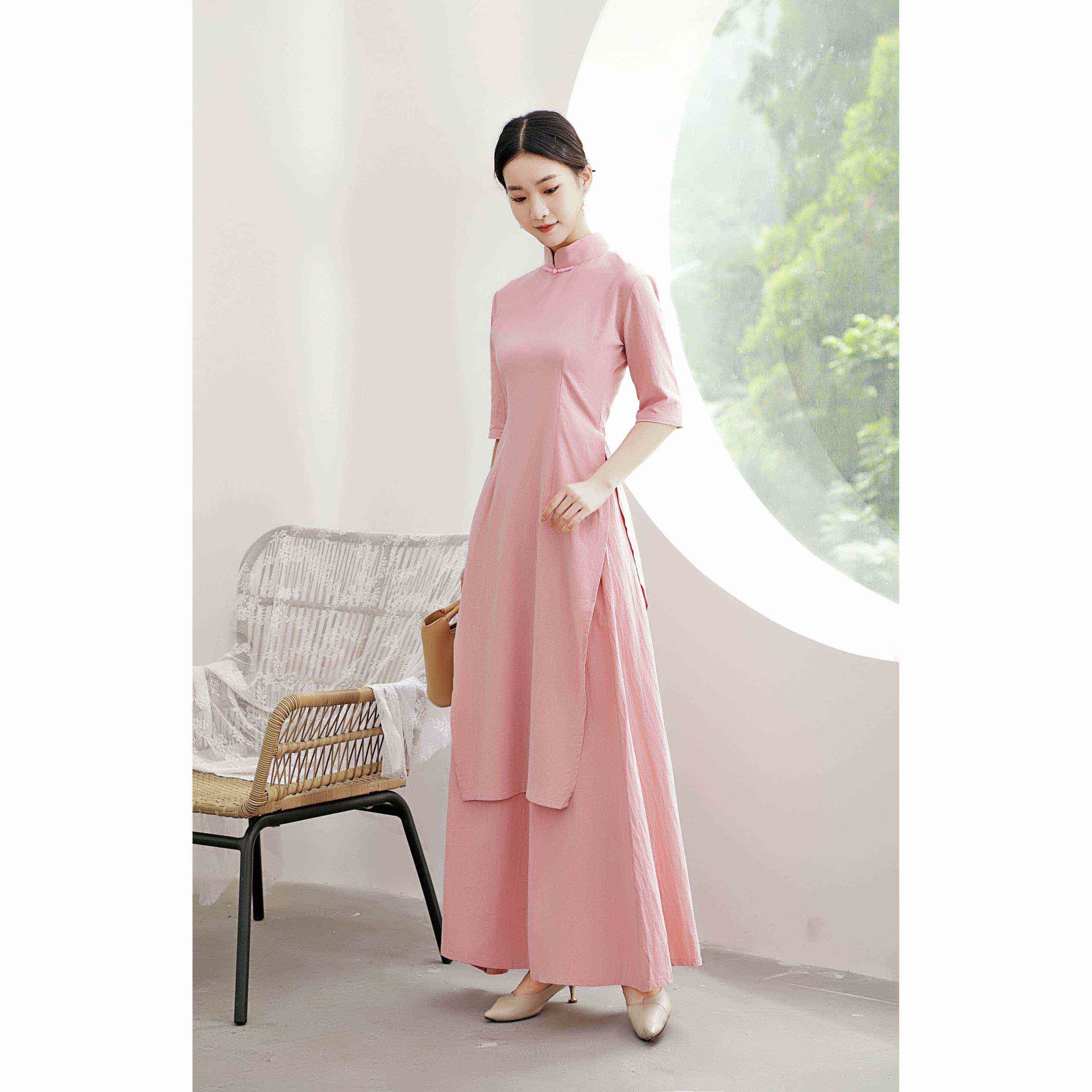 Ao Dai Dress Retro Long Cheongsam Dress large-size Art Retro Ao Dai Dress Women image 7