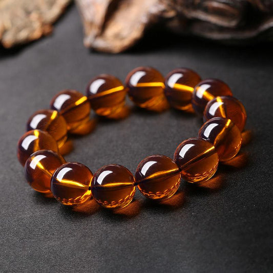 Natural Baltic Amber Elastic Bracelet Women Men Golden Ambers 108 Bead image 0