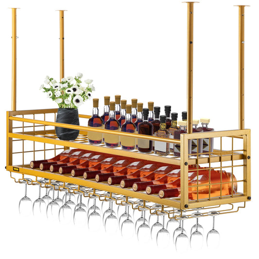 VEVOR Metal Wine Glass Rack Upside Down Ceiling Hanging Goblet Glass Cup Holder image 0