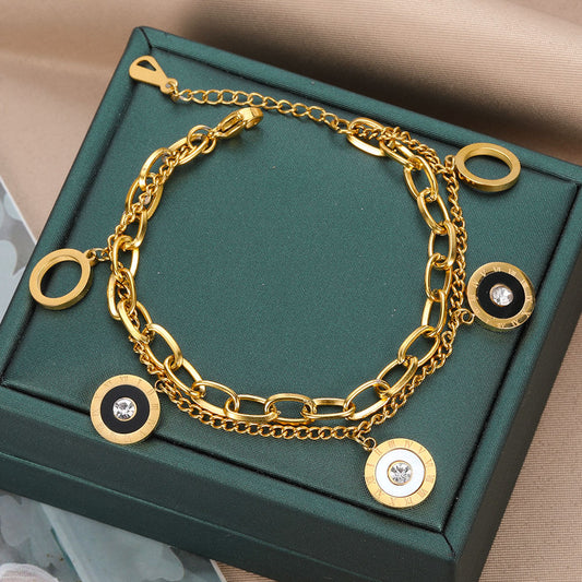 New Luxury Famous Brand Jewelry Gold Color Stainless Steel Roman Numerals image 0