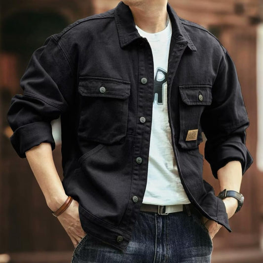 Classic vintage denim jacket for men, autumn and winter heavyweight washed turt image 0