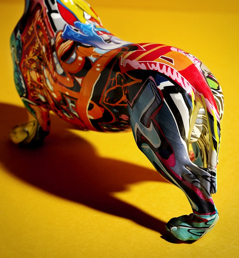 Creative  Home Modern Painted Colorful Dachshund Dog Decoration Wine Cabinet Of image 7