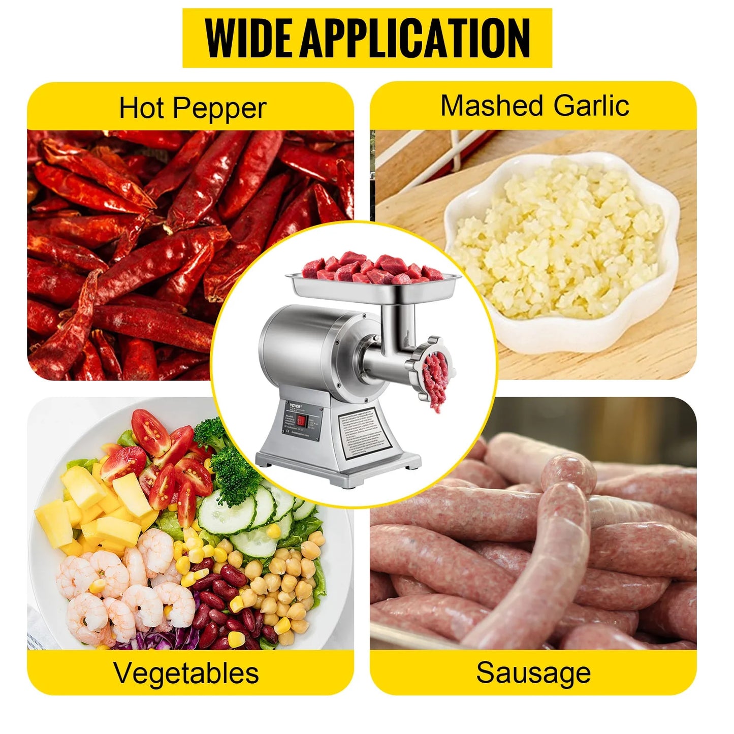 VEVOR 122 Kg/H 250 KG/H Electric Meat Mincer Chopper Heavy Duty Food Processors image 1