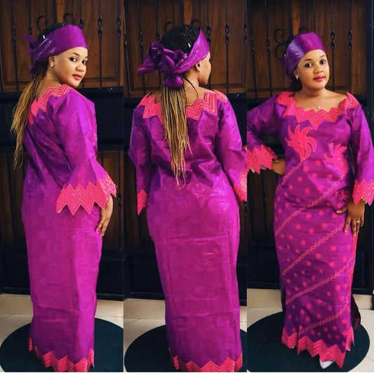 African Dresses For Woman  New Fashion African Bazin Riche Embroidery Design Dr image 0