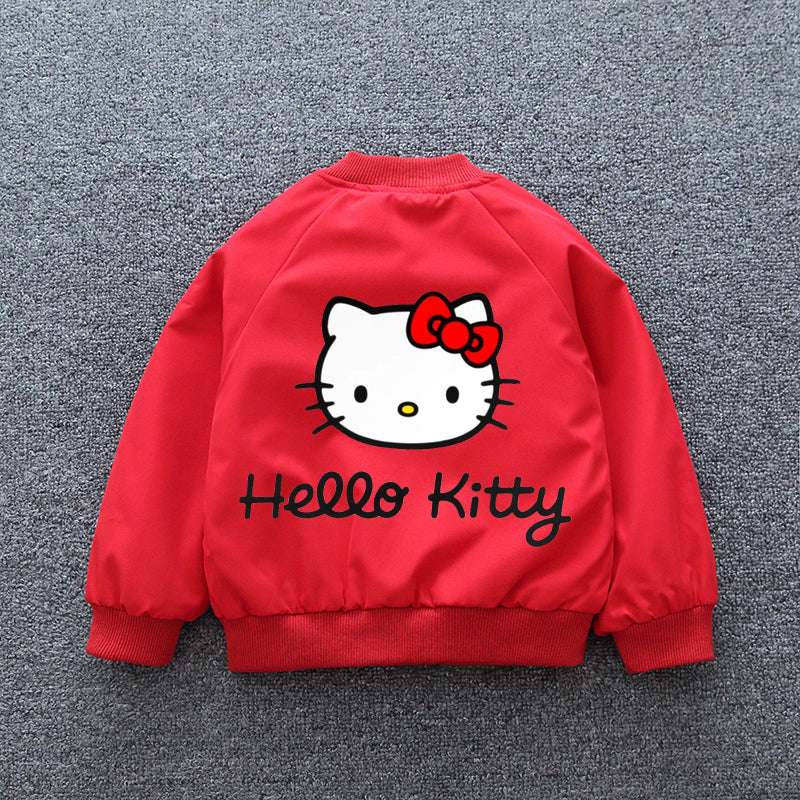 Sanrio Hello Kitty Girls Jacket Coats 2024 Spring Autumn Baby Kids Cartoon Long image 5