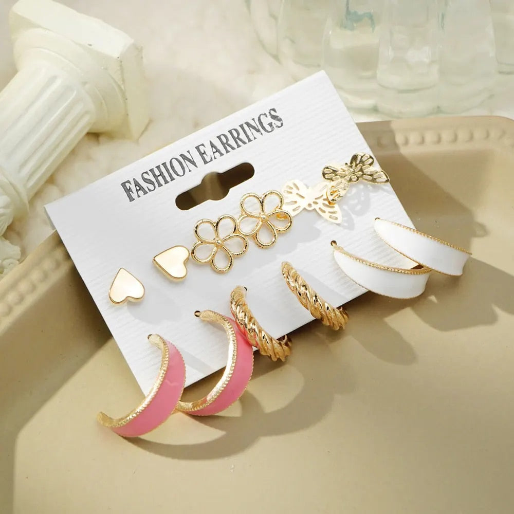 IPARAM Fashion Exaggerated Gold Color Metal Pearl Earrings for Women Geometric  image 33