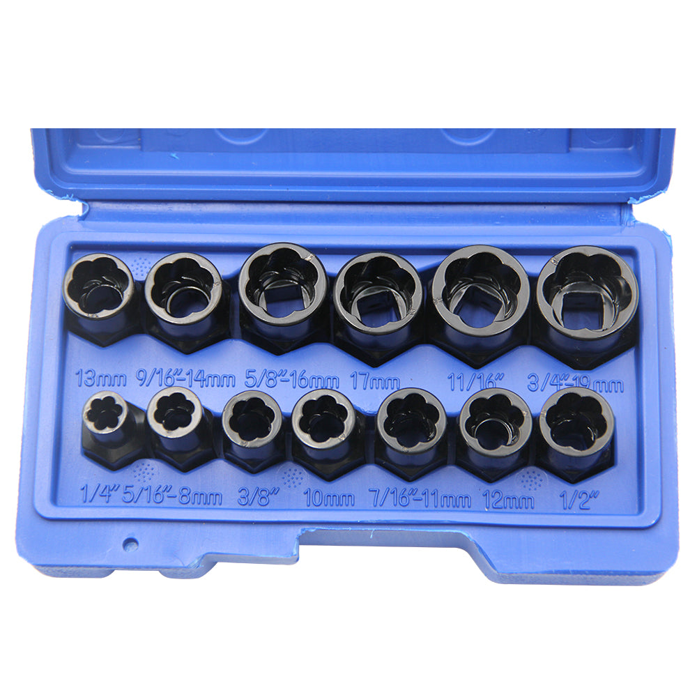 13PCS Impact Bolt & Nut Remover Set Bolt Extractor Removal Tool Set with Storag image 0