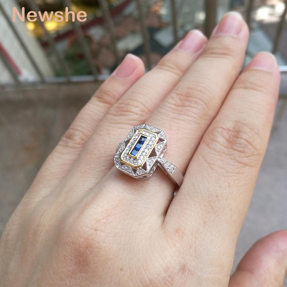 Newshe Wedding Ring Classic Jewelry Solid 925 Sterling Silver White & Gold image 4