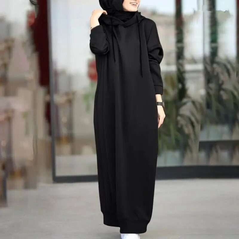 Muslim Dress Autumn/Winter Women's Sweatshirt Fashion Hooded Long Sleeve Long D image 4
