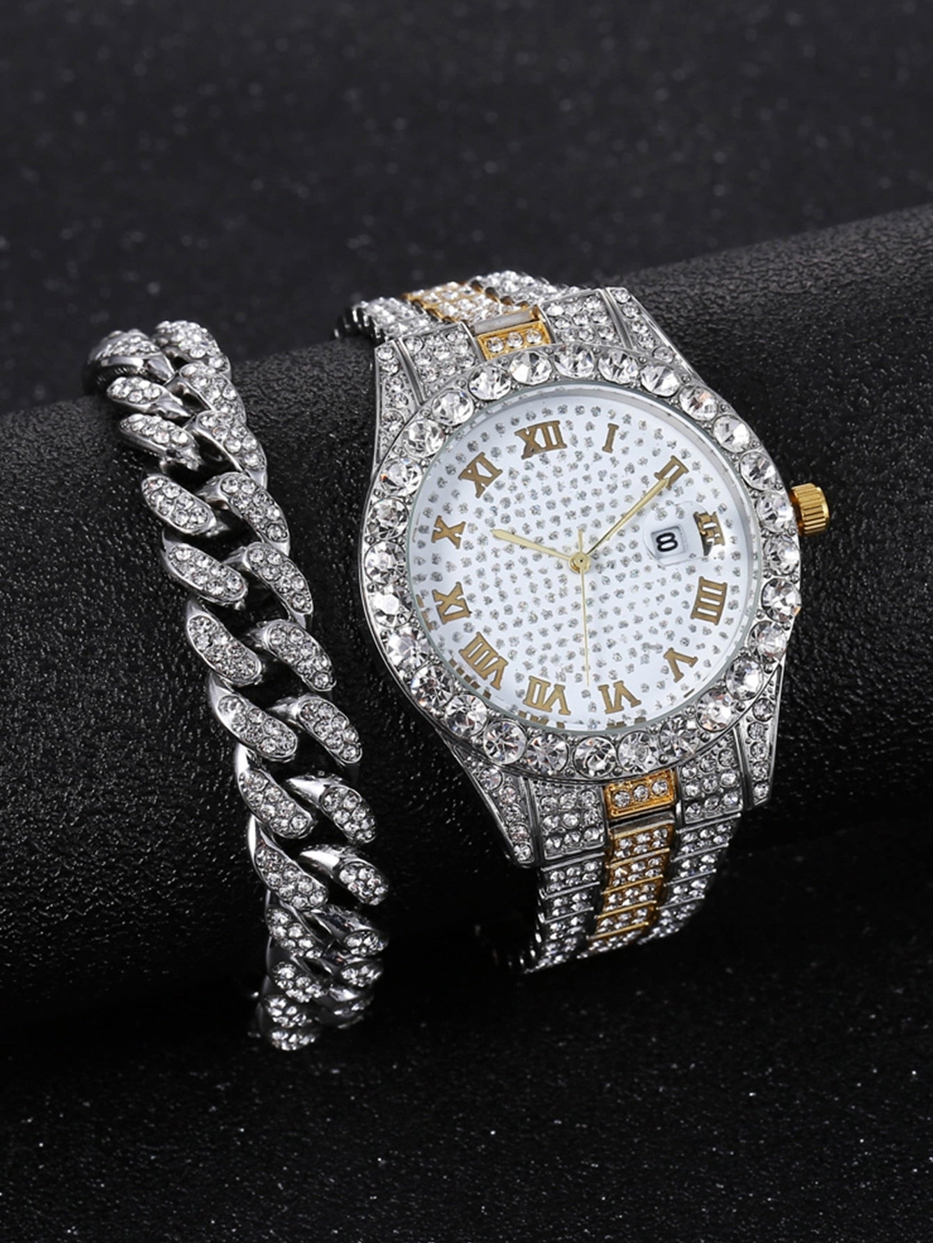 Diamond Men Women Watches Gold Watch Ladies Wrist Watch Luxury Rhinestone Unise image 0