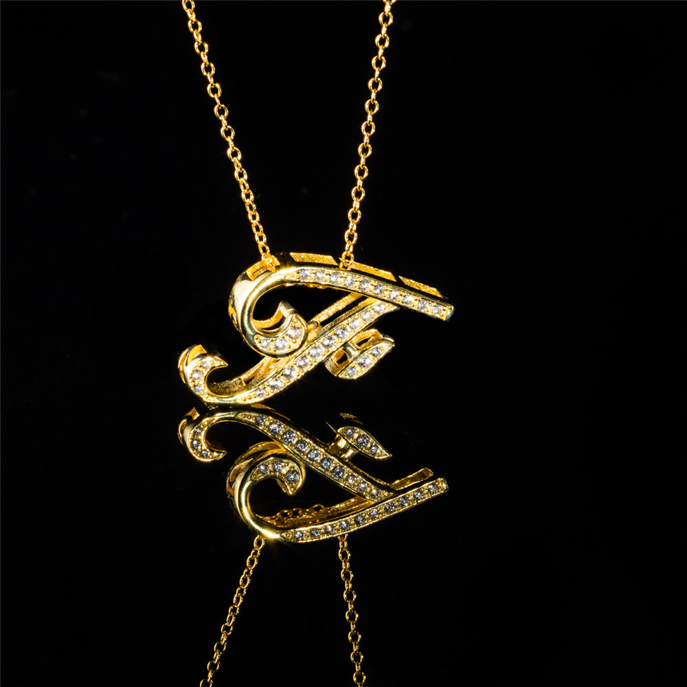 ANDYWEN 925 Sterling Silver Gold Long Chain Alphabet 26 Leter A W Pendant K H I image 4