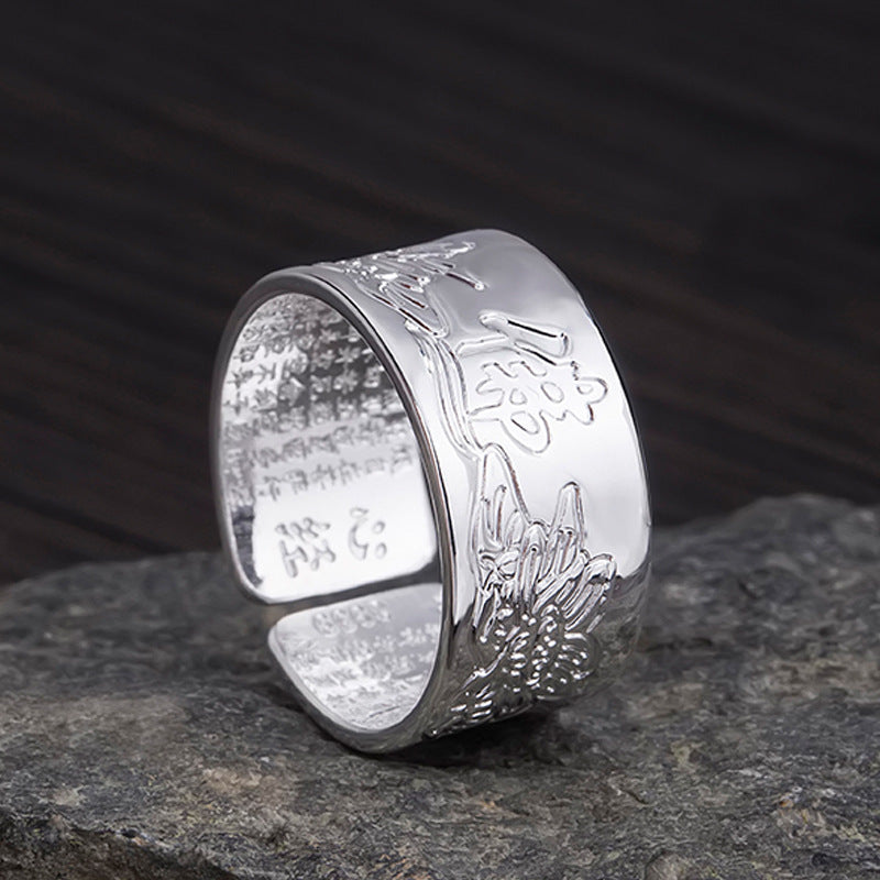 Ancient Silver Ring Creative Natal Buddha Ring Buddhist Jewelry Personalized Ri image 1