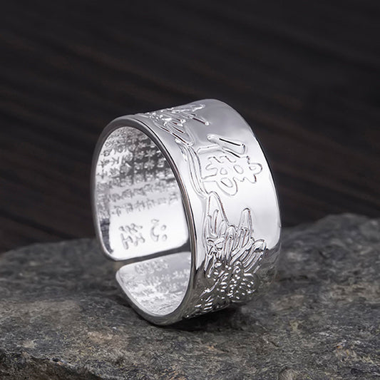 Ancient Silver Ring Creative Natal Buddha Ring Buddhist Jewelry Personalized Ri image 1
