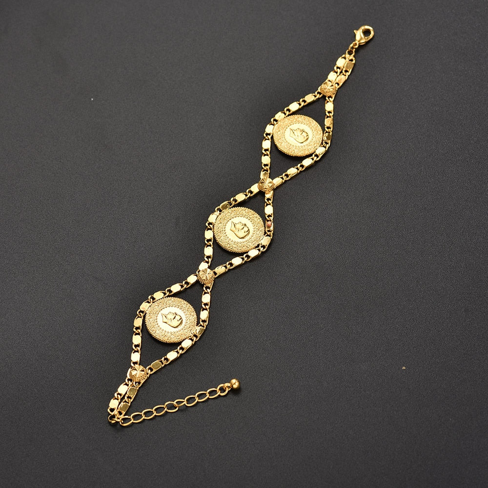Gold Color Turks Simgesi Osmanli Turasi Muslim Islam Bangle Arab Jewelry image 3