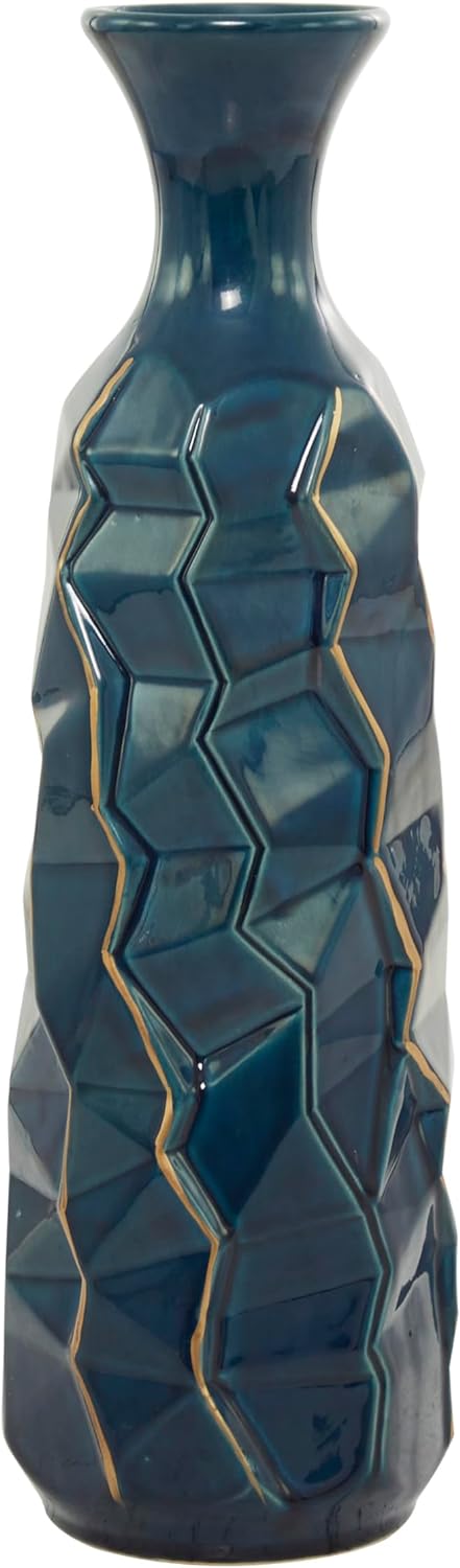 Ceramic Decorative Vase Tall Geometric Floor Centerpiece Vase with Gold Accents image 3