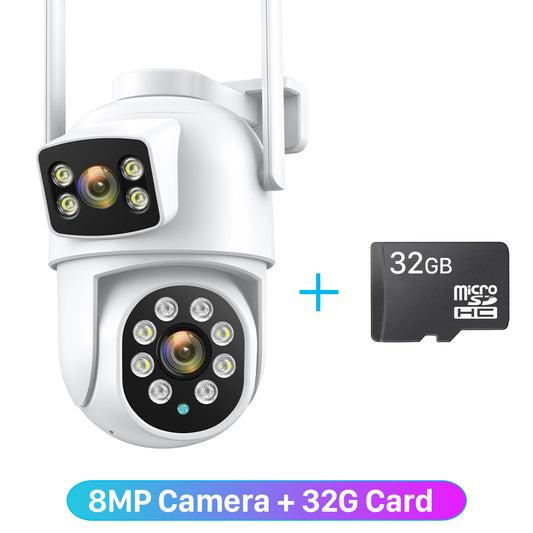 12MP 6K WiFi IP Camera 8X Zoom Dual Screens 8MP PTZ Wifi Surveillance Camera Ou image 0