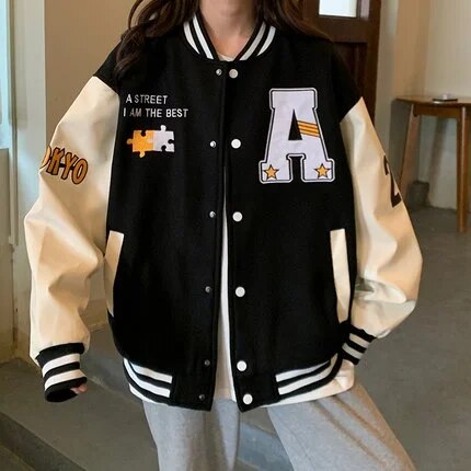 Unisex Retro Alphabet Print Baseball Jacket - Harajuku Style All-Match for Men image 0