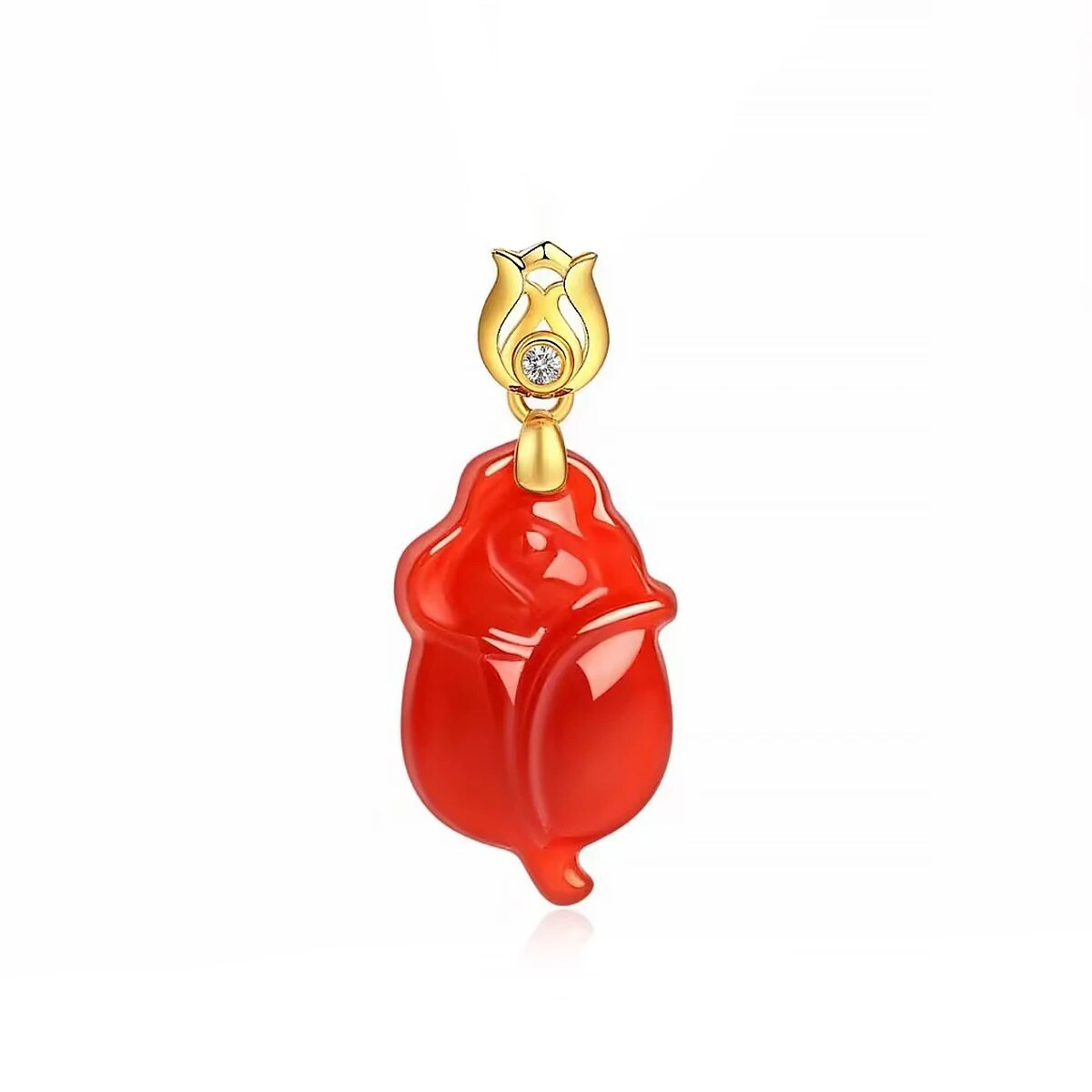 Real 18k Gold Necklace Natural Red Agate Pendant Pure AU750 Fine Jewelry Weddin image 5