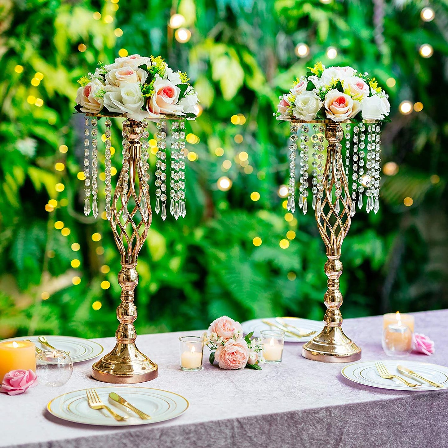 Exquisite Flower Twist Vase Crystal Candlestick Table Centerpiece Decor Flower image 14
