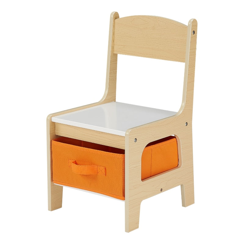 Senda Kids Wooden Storage Table and Chairs Set, Natural Color, Melamine, 3 Piece image 4