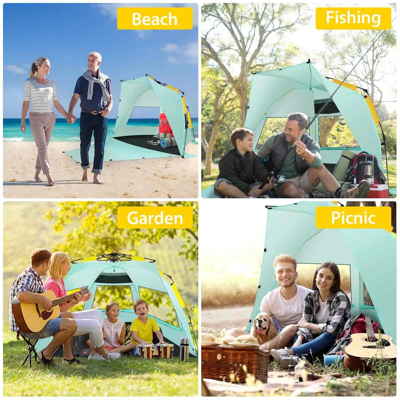 4 People Quick Automatic Opening Camping Tent Waterproof Lightwight pop up open image 3