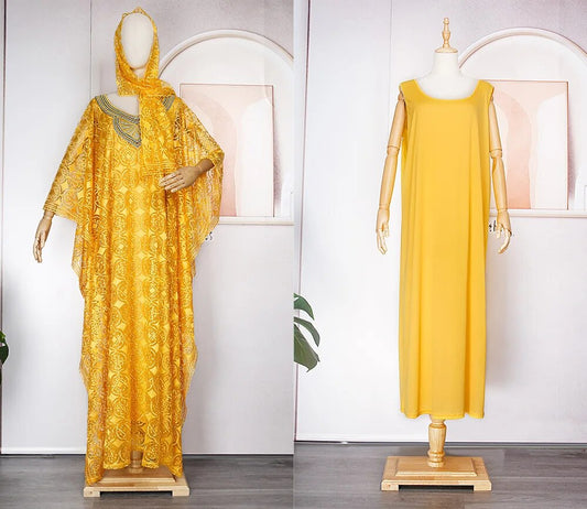 Dashiki African Dresses for Women Spring Summer African Women Blue Yellow O-nec image 0