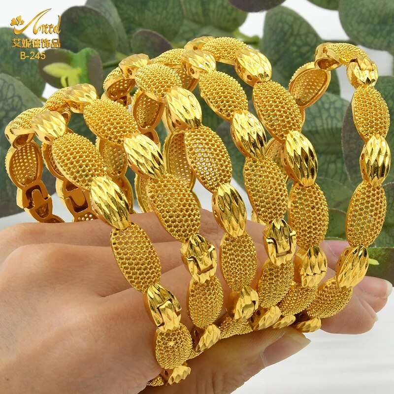 ANIID Dubai Bangles 24K Gold Color African Bracelet For Women Wholesale Designe image 17