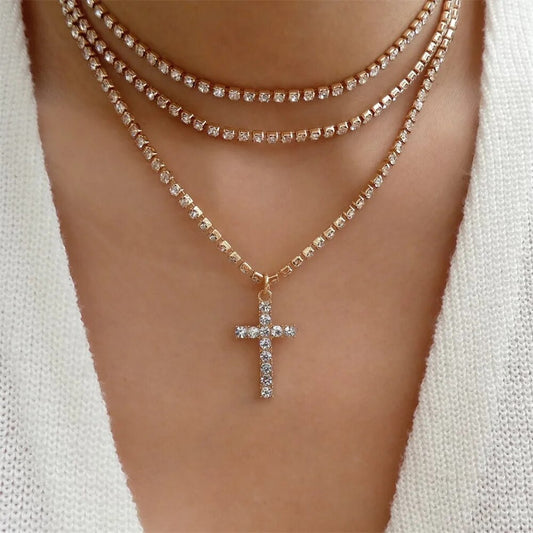 New Punk Gold Color Thick Geometric Chain Jesus Mary Portrait Coin Pendant Neck image 0