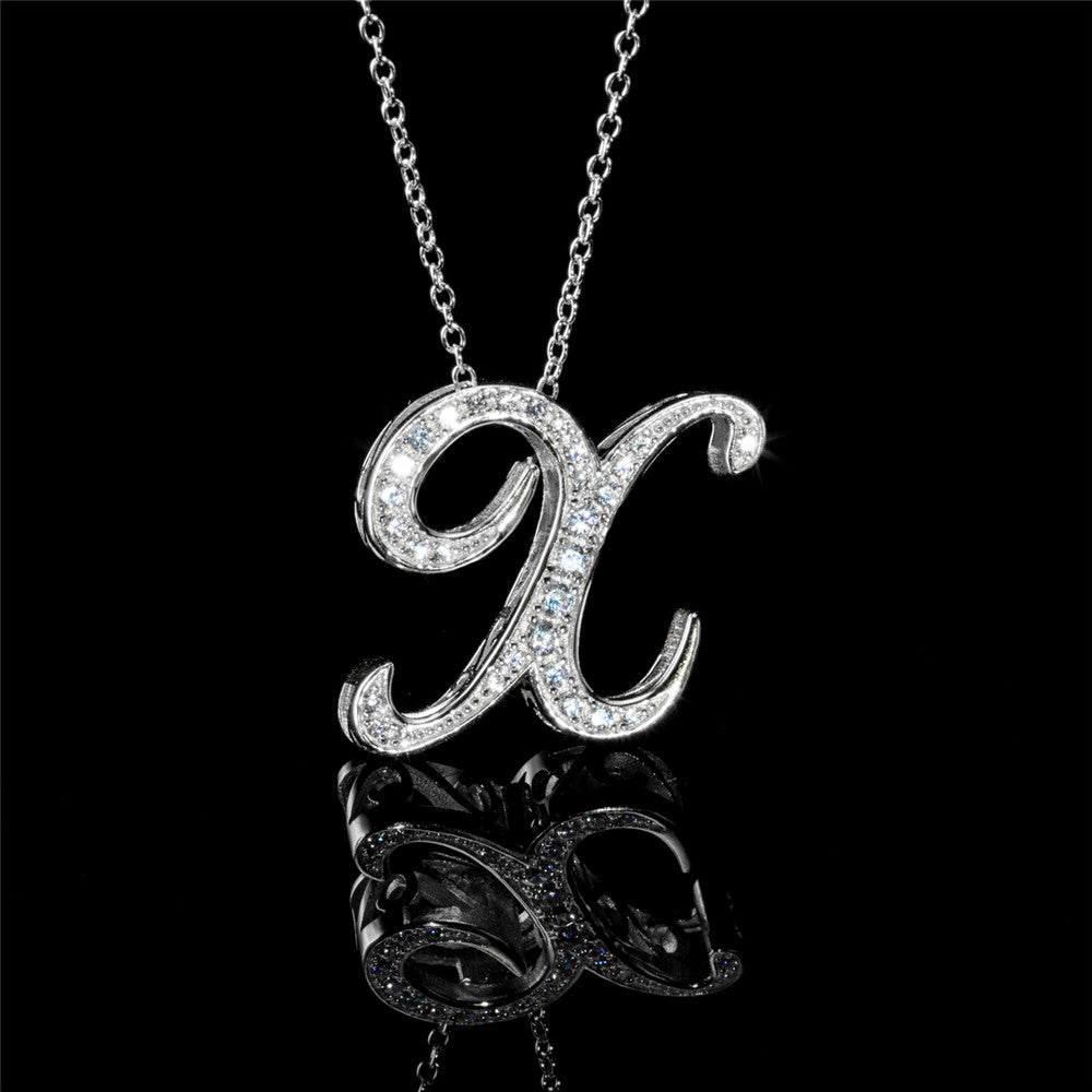 ANDYWEN 925 Sterling Silver Gold Long Chain Alphabet 26 Leter A W Pendant K H I image 47
