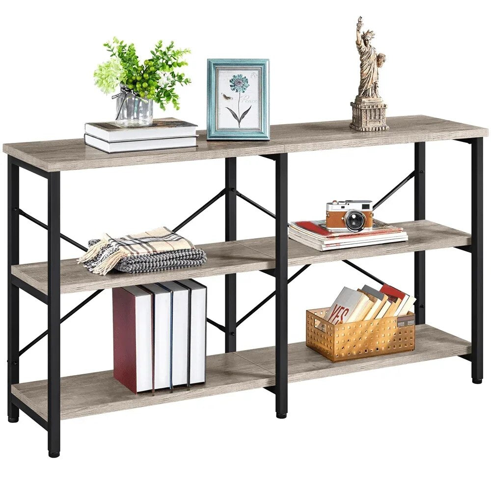 55inch 3-Tier Industrial Console Table, Multiple Colors  side table  ,Sofa table image 2