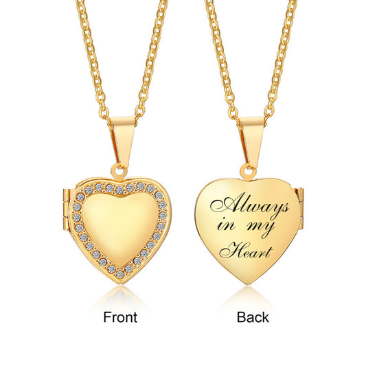 Fashion Heart Locket Necklaces for Women Lady Jewelry Gold and Silver Color Per image 0
