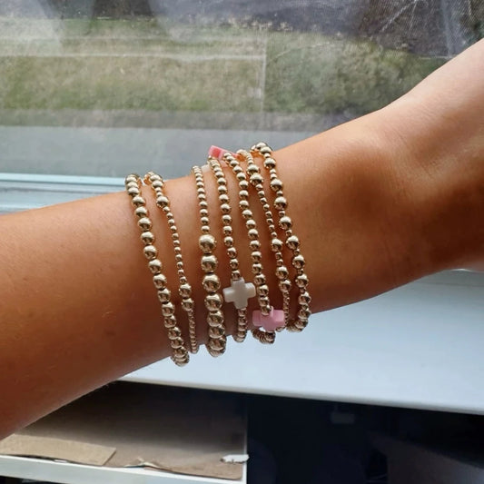 CCGOOD Stacked Gold Color Ball Beads Bracelets for Women Christ Cross Bracelet image 0