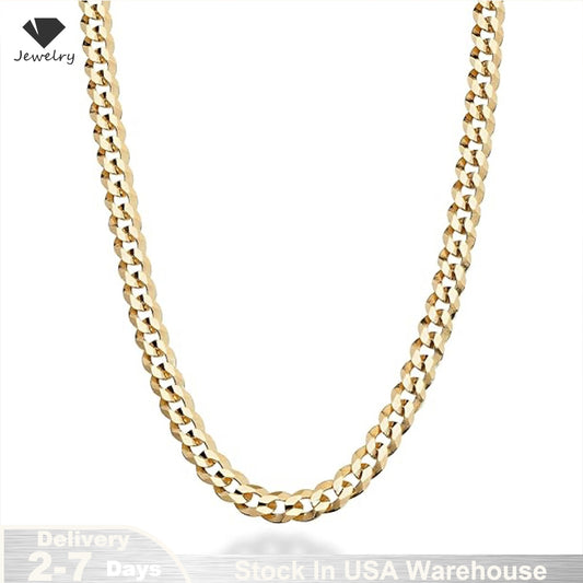 18K Gold Plated 5mm Curb Cuban Link Chain Necklace High Polished 925 Sterling S image 0