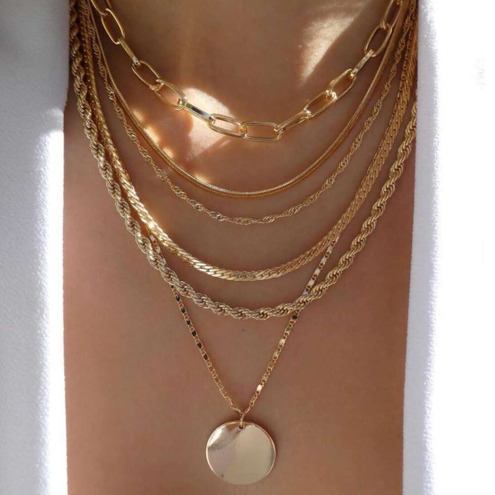 bls-miracle Bohemia Gold Color Multiple Styles Necklace For Women Trendy Multi- image 14