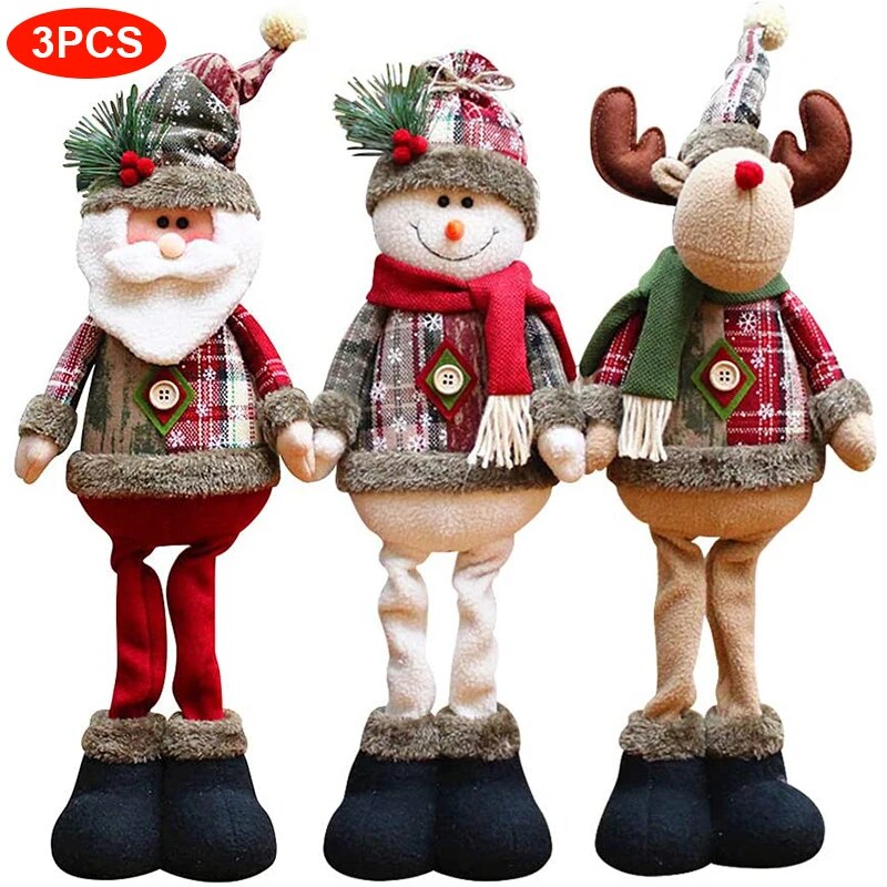 Christmas Dolls Tree Decor New Year Ornament Reindeer Snowman Santa Claus Stand image 2