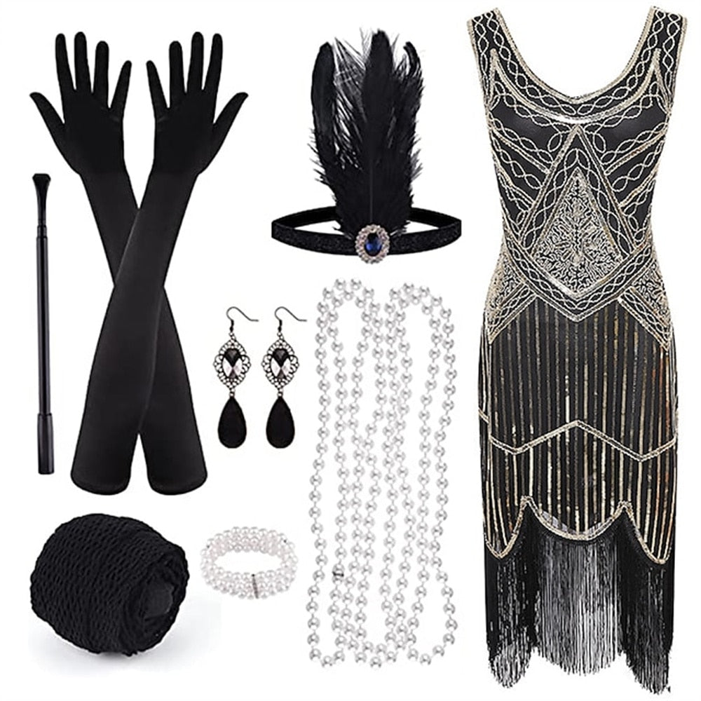 Retro 20s 1920s Flapper Dress Outfits Flapper Headband The Great Gatsby Women's image 7