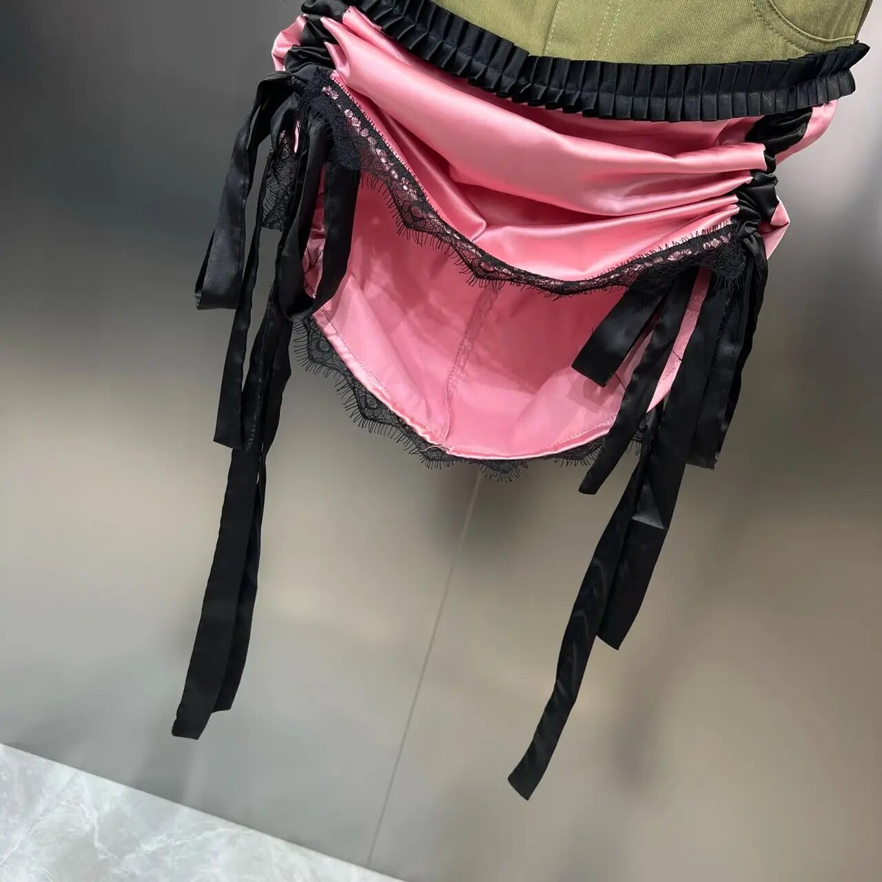 Yuerwang Women lace skirt 2023 Summer Patchwork Ribbon Drawstring Elastic Decor image 2