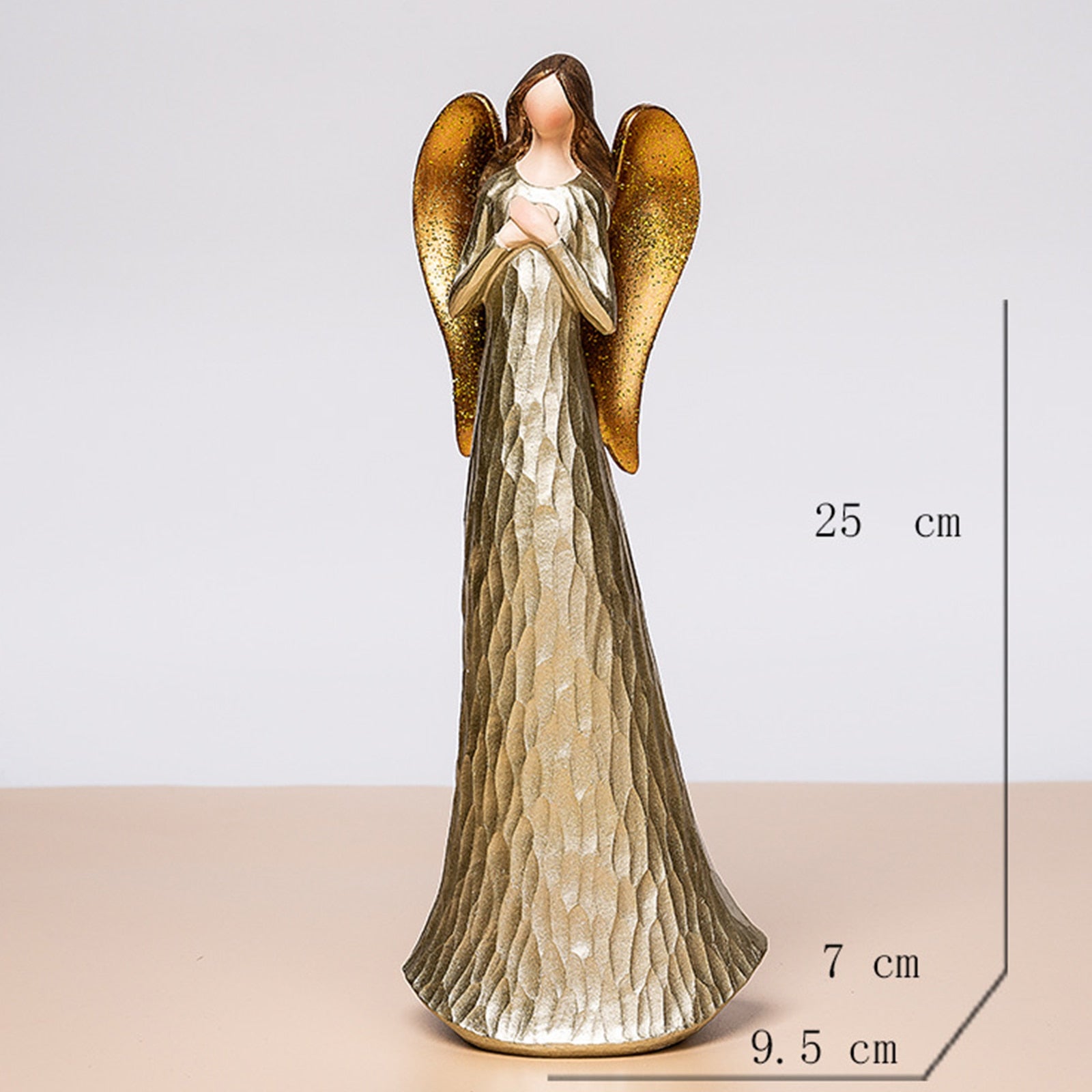 Resin Miniatures Angel Figurines Desktop Ornament Golden Angel Wings Statue Col image 6
