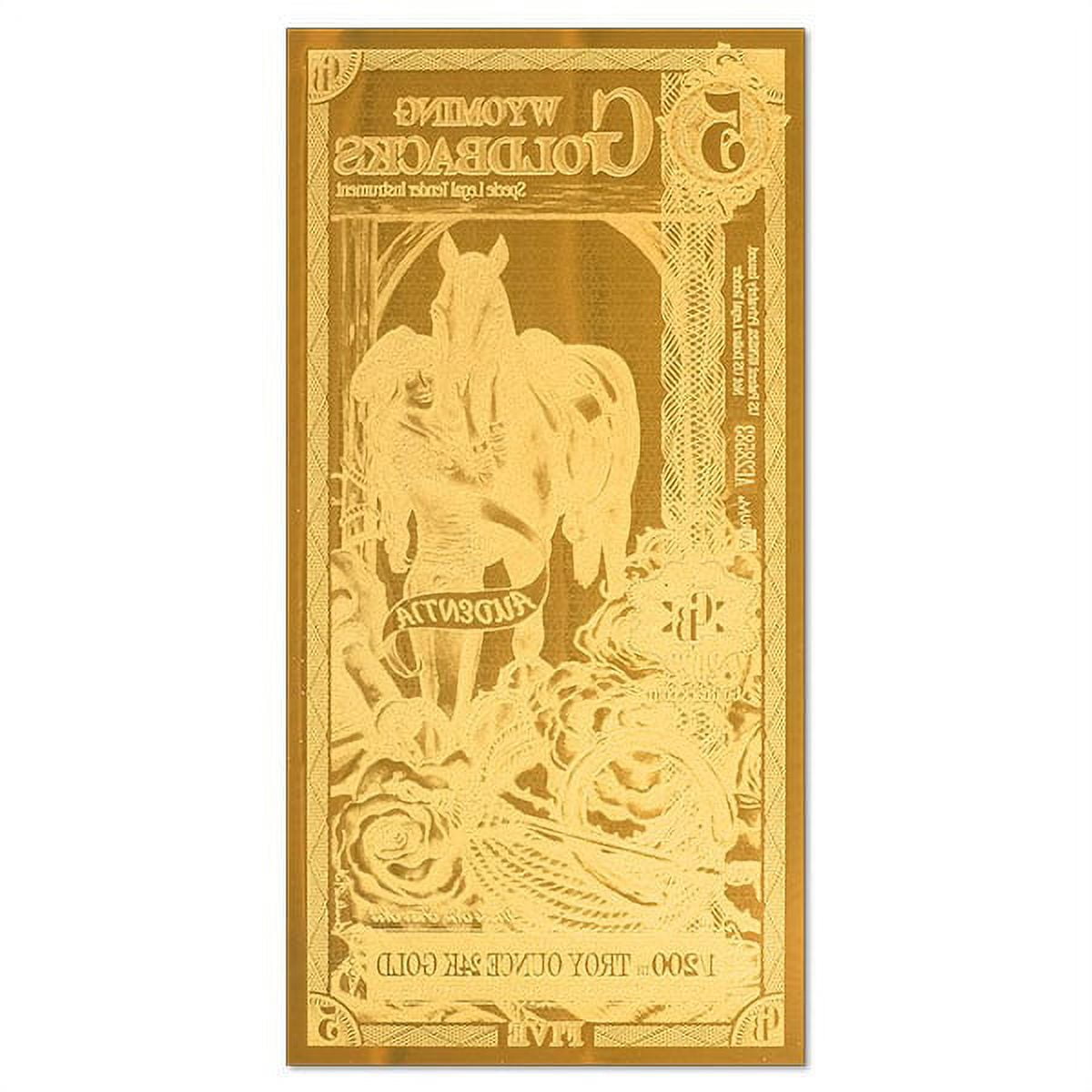 5 Wyoming Goldback - Audentia, 1/200th Troy Oz 24k Gold-Backed Bill image 2